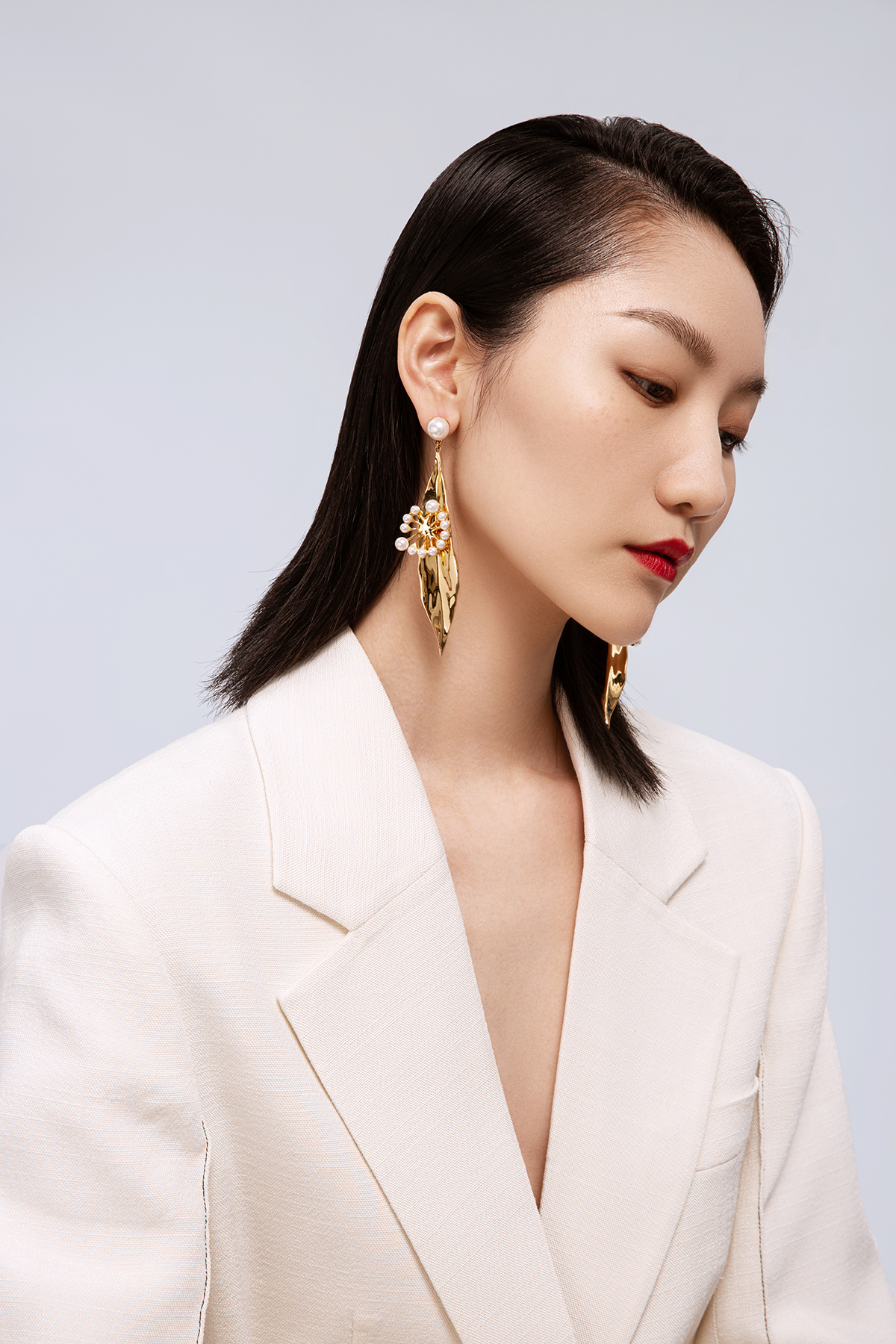 Dandelion Collection Leaf Shape With Pearls Earrings
