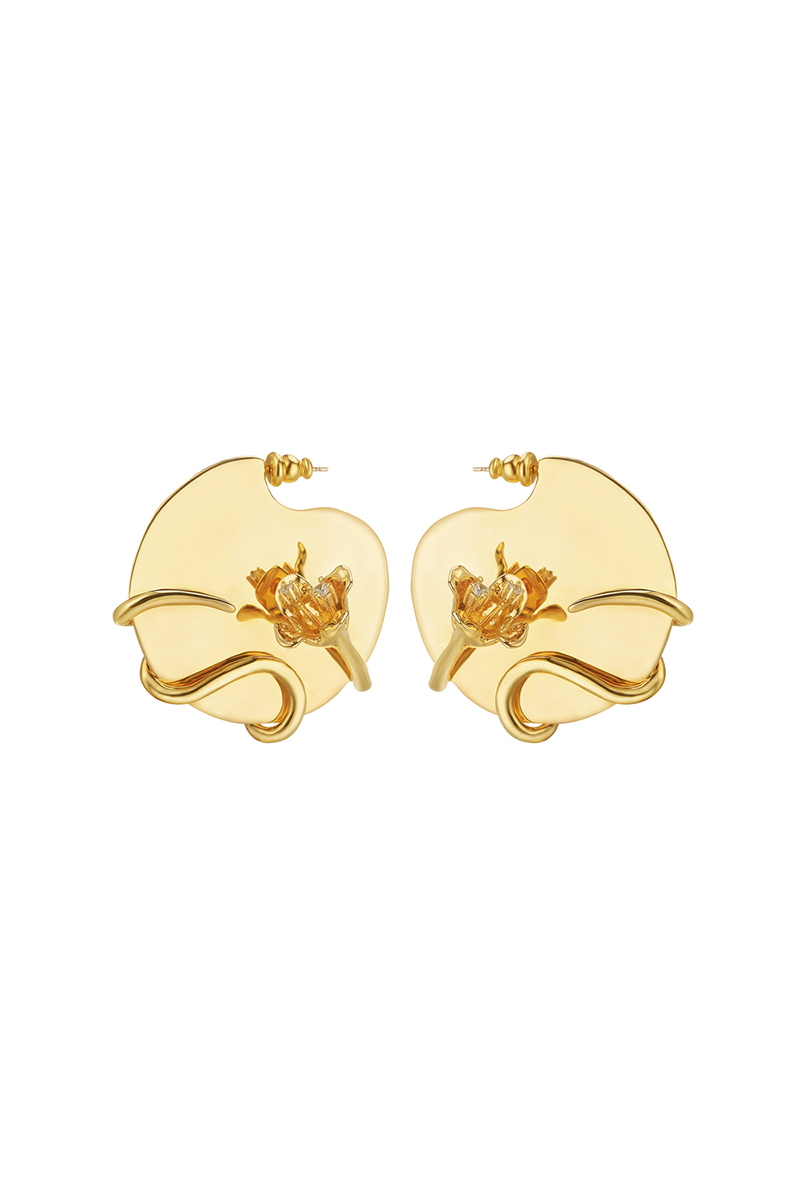 Tulip Collection Flower Ear Hook With White
Corundum