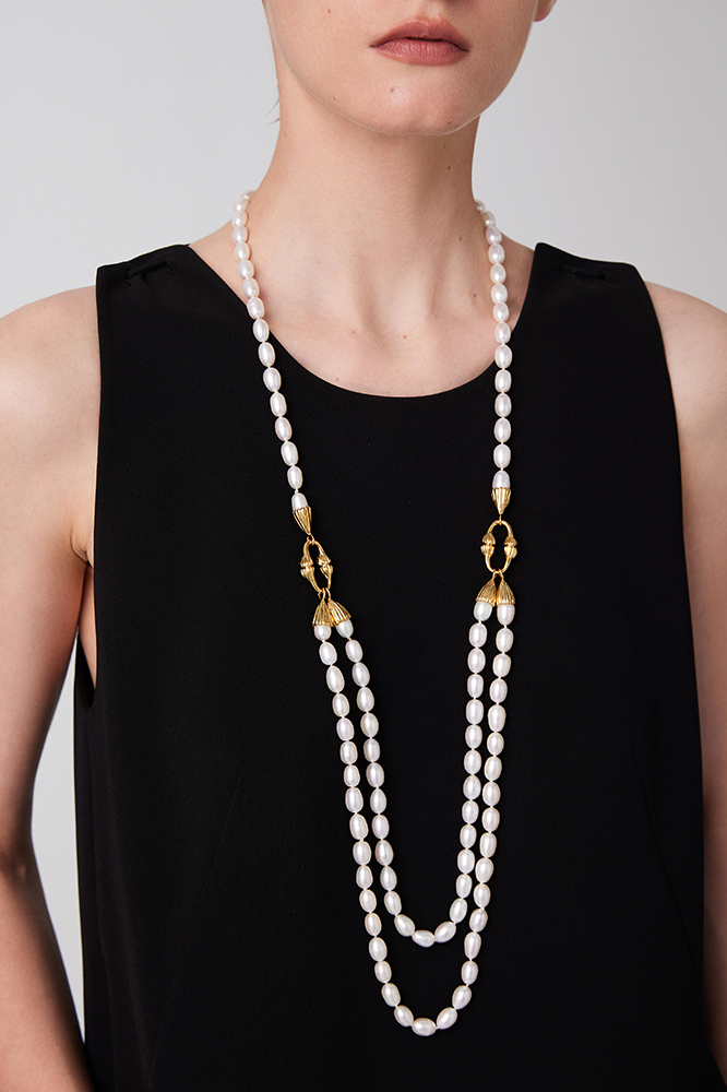 Equisetum Collection Pearl Long Necklace