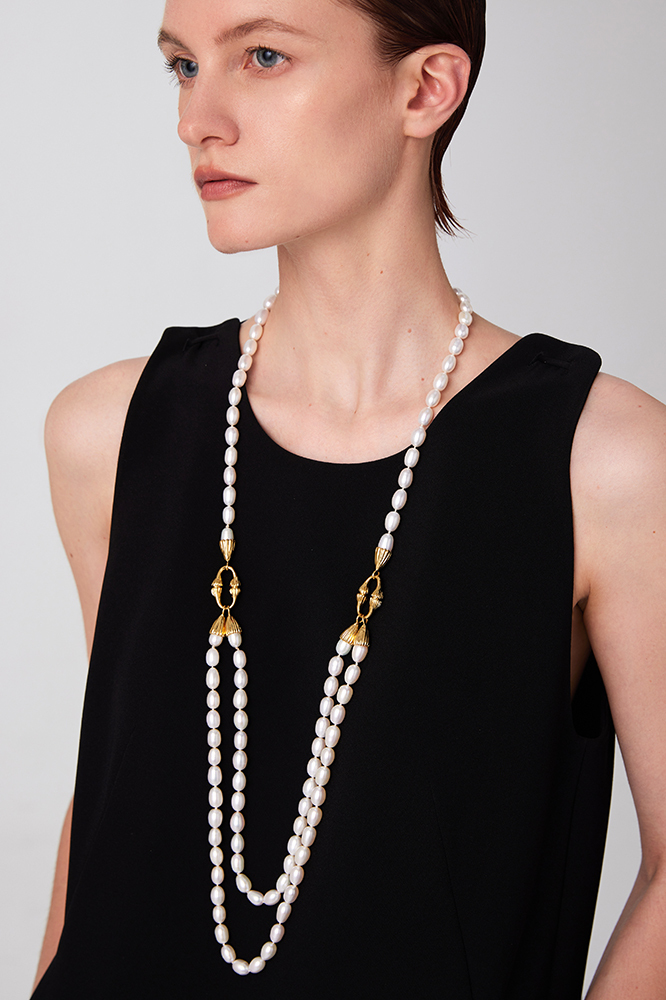Equisetum Collection Pearl Long Necklace