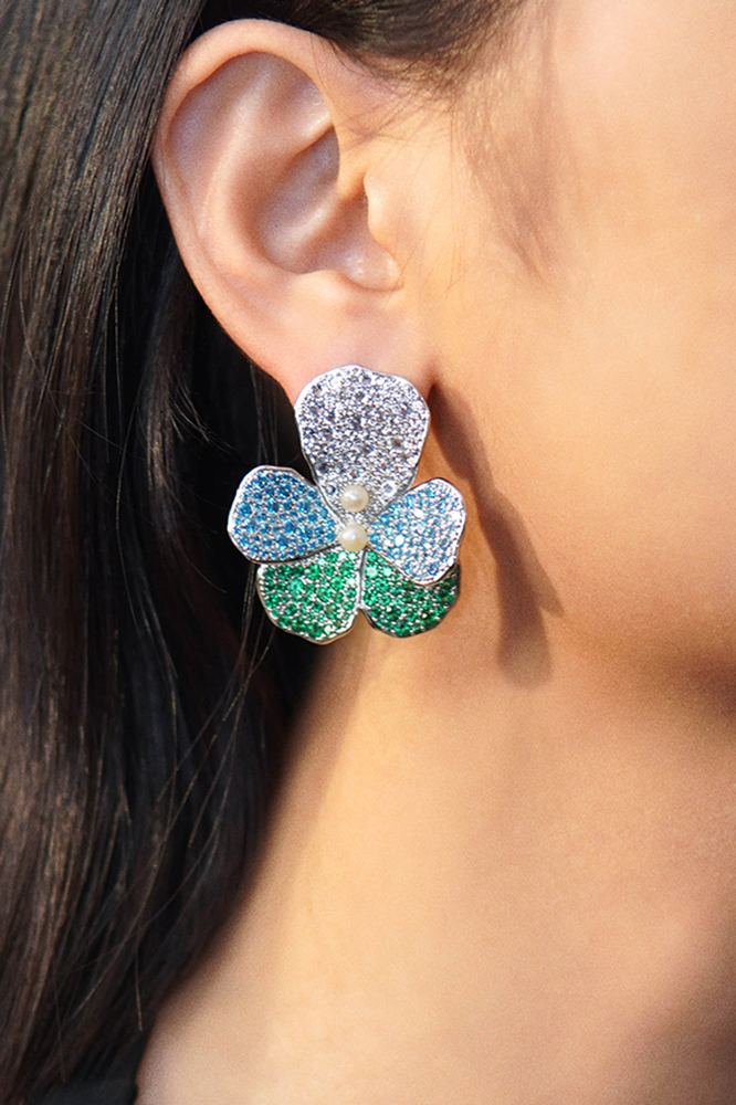 Pansy Collection Flower Shaped Earrings