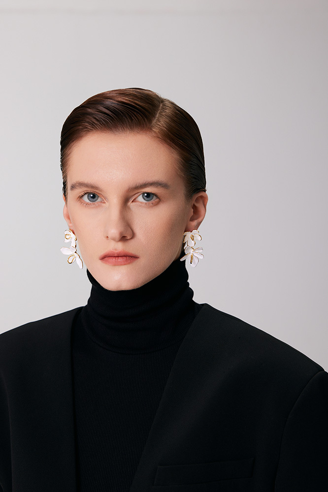 Peach Blooming Collection Classic Bifloral Earrings