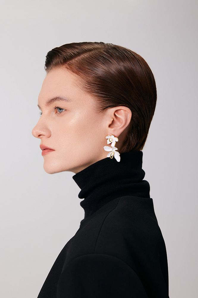Peach Blooming Collection Classic Bifloral Earrings