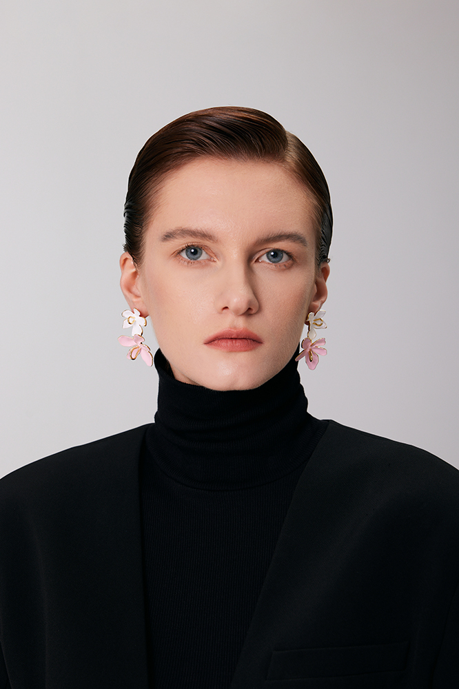 Peach Blooming Collection Classic Bifloral Earrings