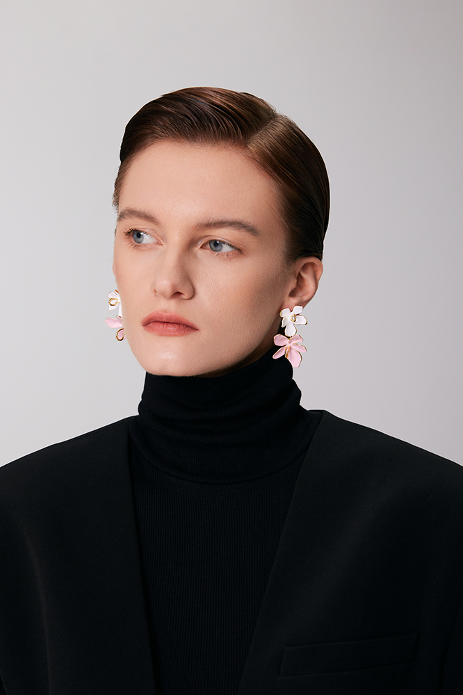 Peach Blooming Collection Classic Bifloral Earrings