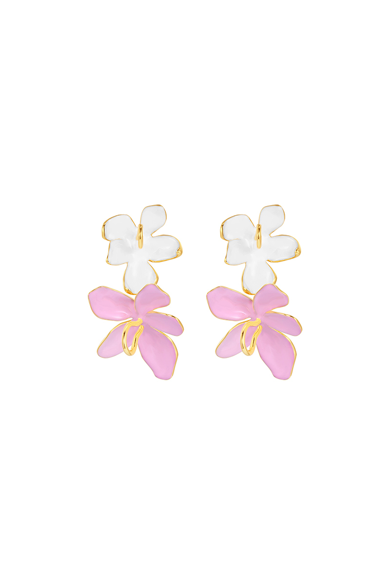 Peach Blooming Collection Classic Bifloral Earrings