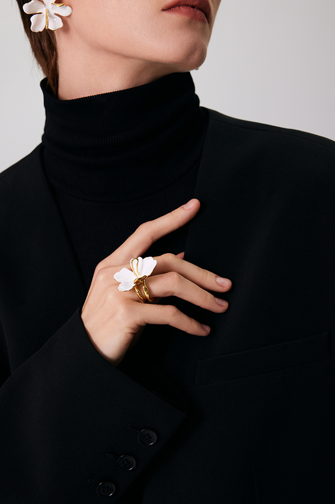 Peach Blooming Collection Flower Ring Size 14
