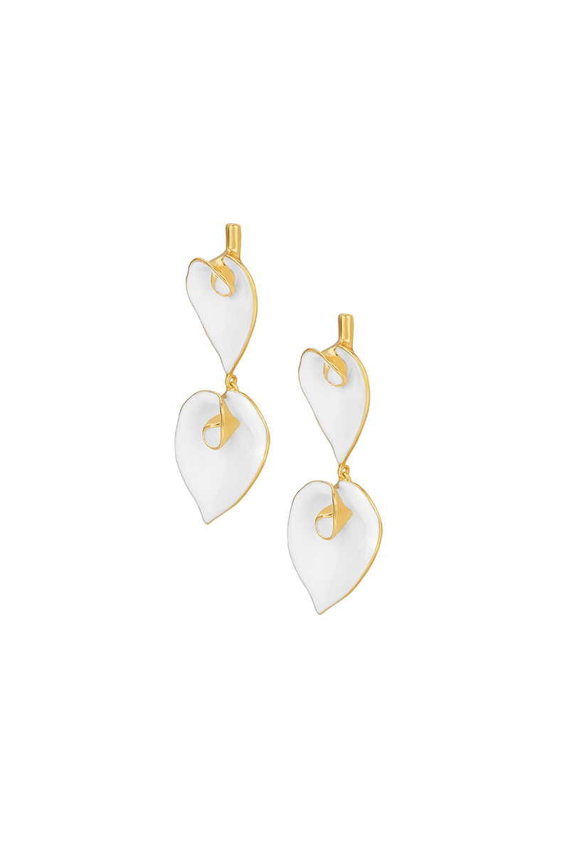 Calla Lily Collection White Bifloral Earrings