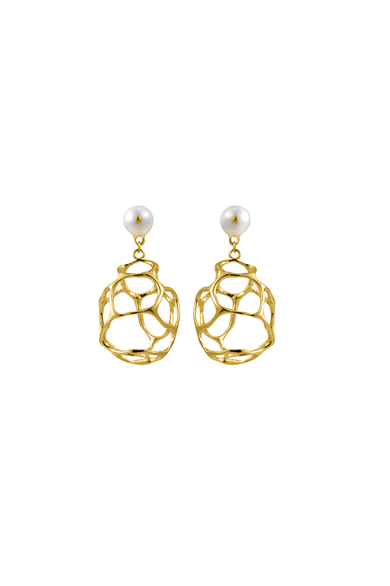 Texture Collection Hollow Pearl Earrings