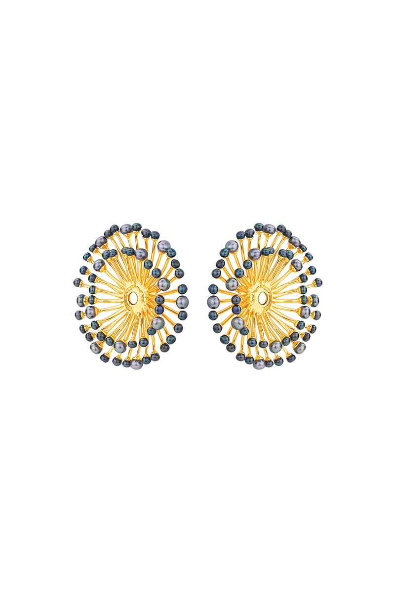 Eucalyptus Collection Double Layer Flower Multi-pearl Earrings
