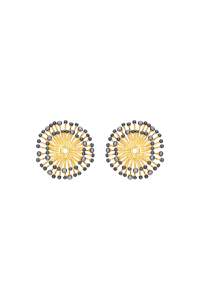 Eucalyptus Collection Double Layer Flower Multi-pearl Earrings