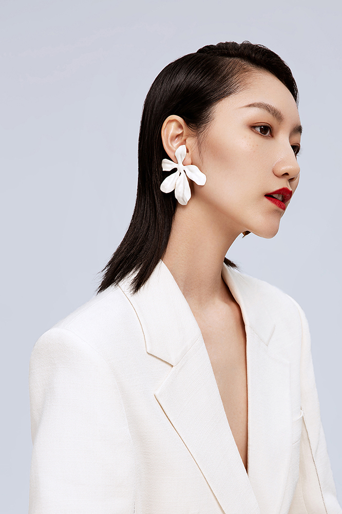 Flower With Iris Collection Five Petals Joint Studs Earrings