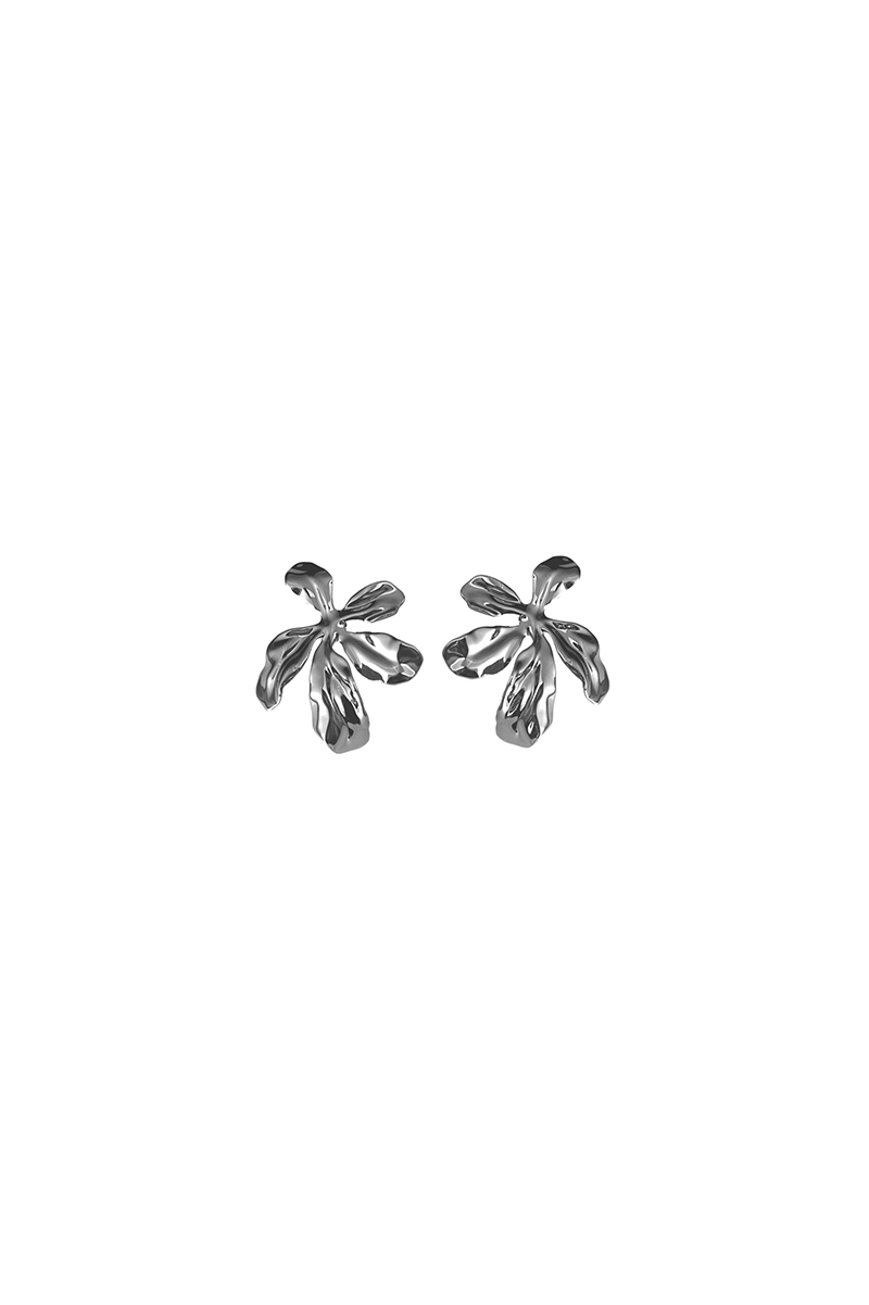 Iris Collection Five Petals Joint Black Small Studs Earrings