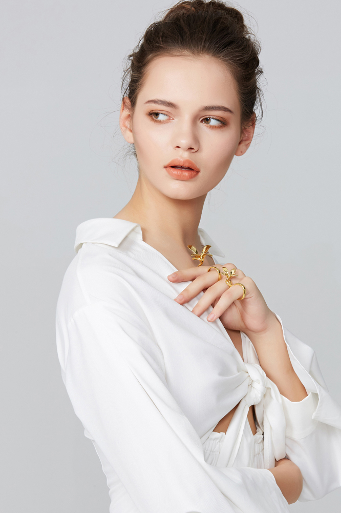 Orchids Collection Bifloral Four Finger Ring Free Size