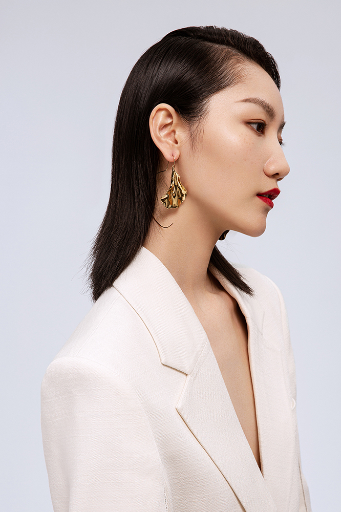 Orchids Collection Asymmetrical Golden Petal Earrings