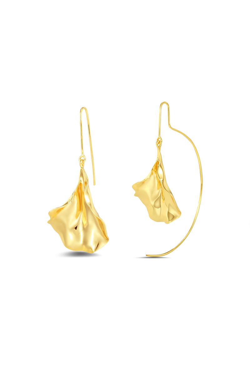 Orchids Collection Asymmetrical Golden Petal Earrings