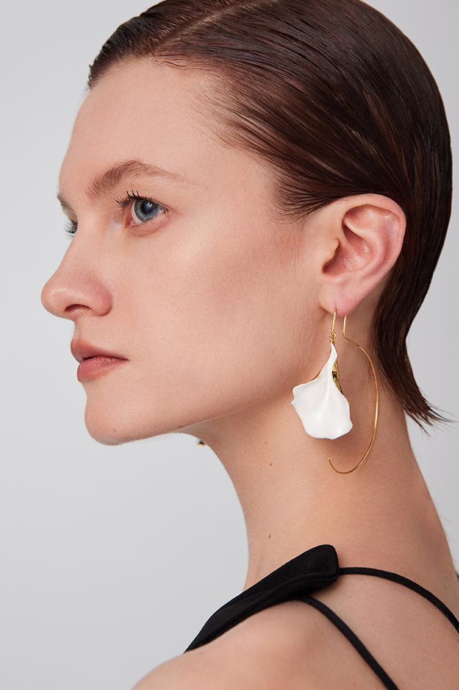 Orchids Collection Asymmetrical White Petal Earrings