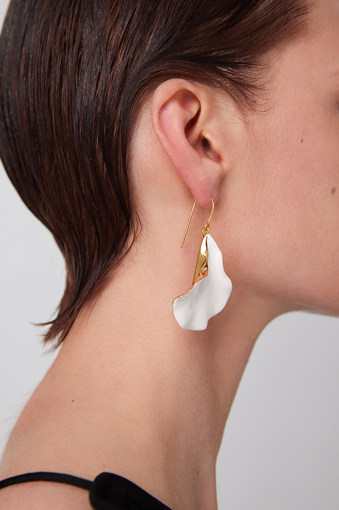 Orchids Collection Asymmetrical White Petal Earrings