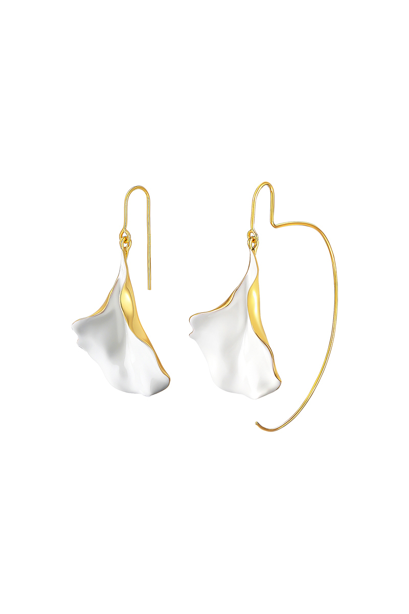 Orchids Collection Asymmetrical White Petal Earrings