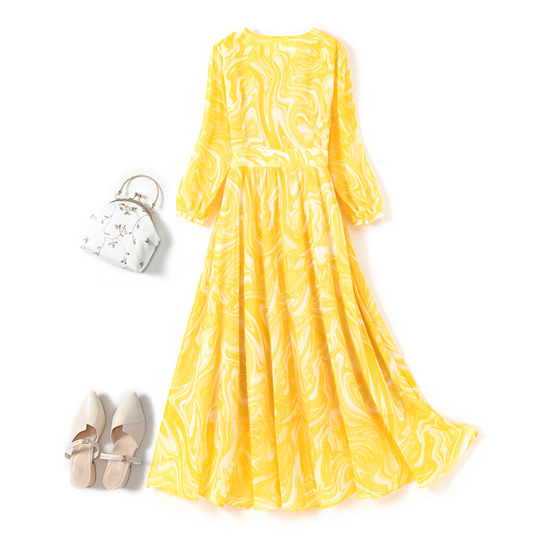 Plus size yellow french maxi dress