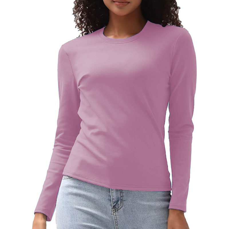 8 Color NWT Ribbed Long Shirt Stretchy Women Square Long Sleeve Shirts Lady Breathable Fabric Top Leisure Lady Tops