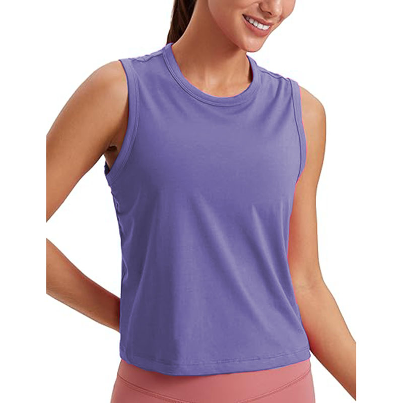 Yoga Crop Tanks Sunscreen Clothing Women Fitness Top Loose Shirts
