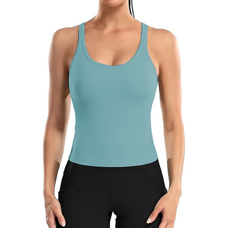 17 Color Women Sleeveless High Neck Rib-Knit Crop Tank Top