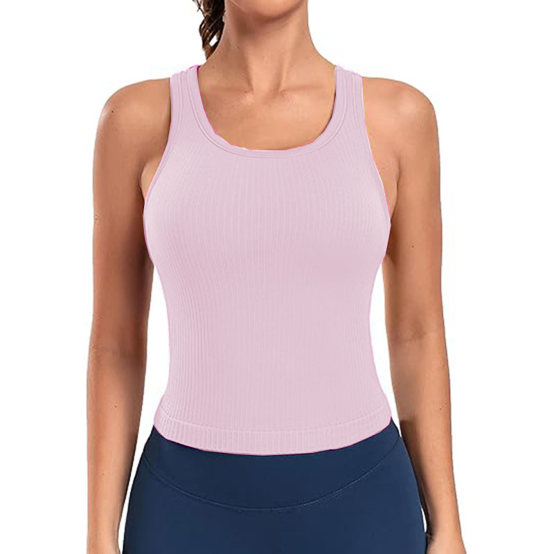 12 Color 2024 Naked-feel Tank Quality Fabric Summer Tank Top with Built in Bra 