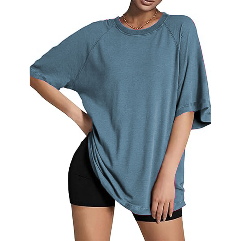 3 Colors Women's Pima Cotton Short Sleeve Shirts Casual Crew Neck