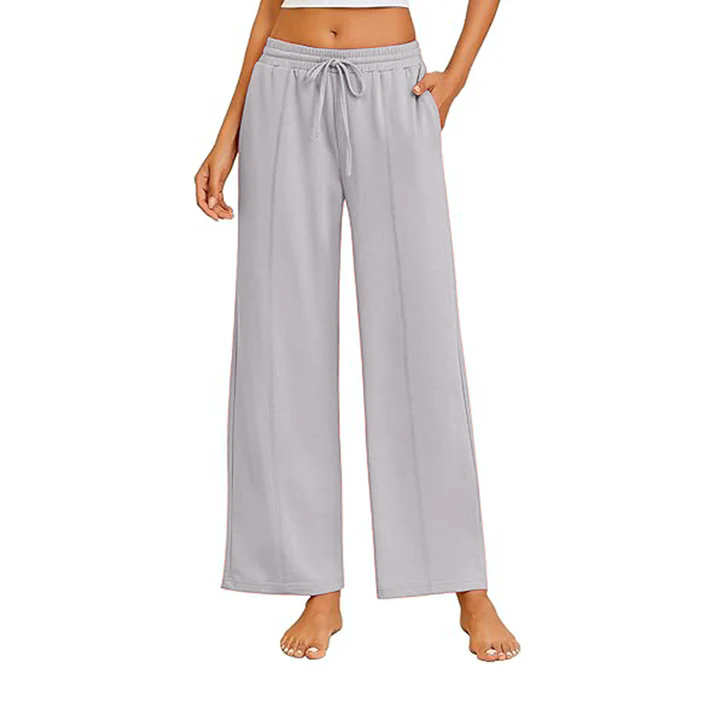 Women Wide Leg Pants Elastic Waist Lounge Pants with Pockets