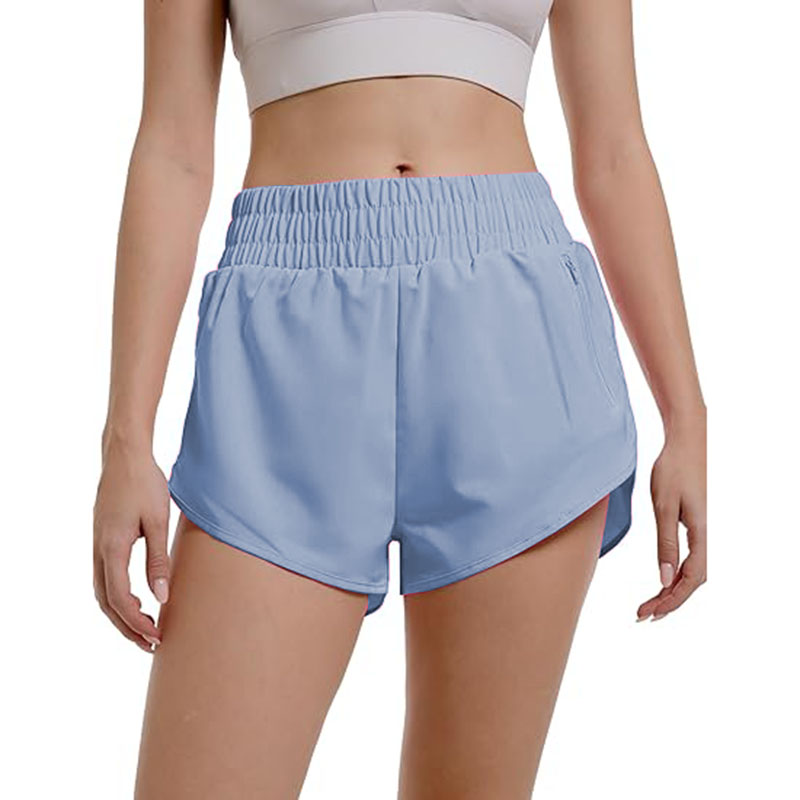 Womens Athletic Running with Zipper Pocket Workout Gym High Waisted Shorts