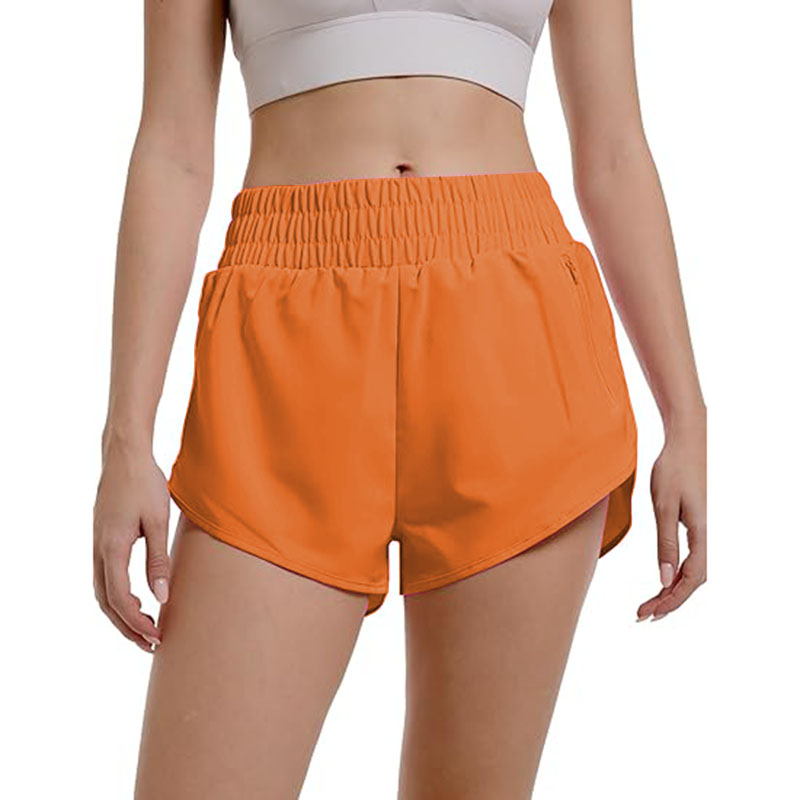 Womens Athletic Running with Zipper Pocket High Waisted Short