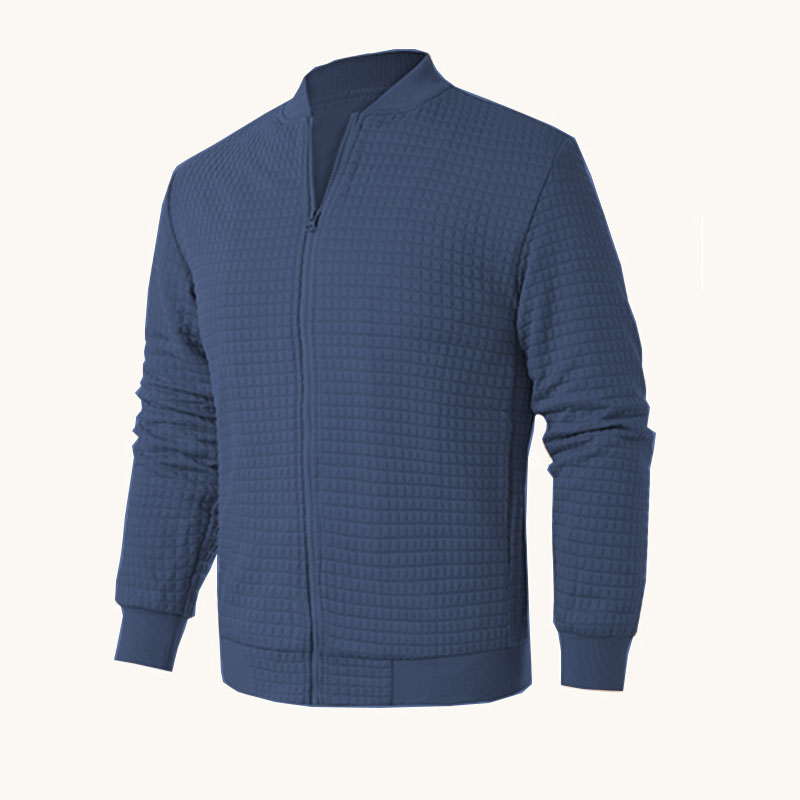 Casual Lightweight Varsity Jackets Waffle Full Zip Coat