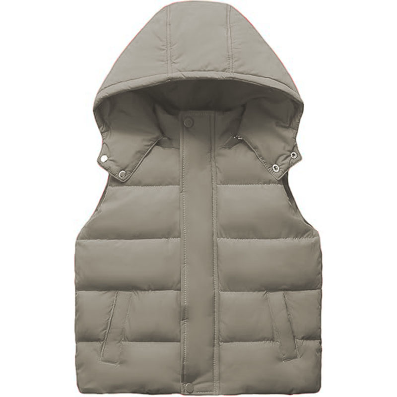 6 Color Womens Quilted Puffer Vest Hooded Winter Casual Stand Collar Gilet