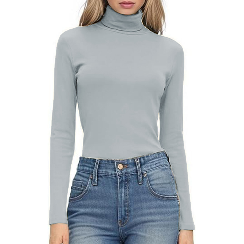 Women Long Sleeve Loose Fitted Crewneck Solid Color Basic Top
