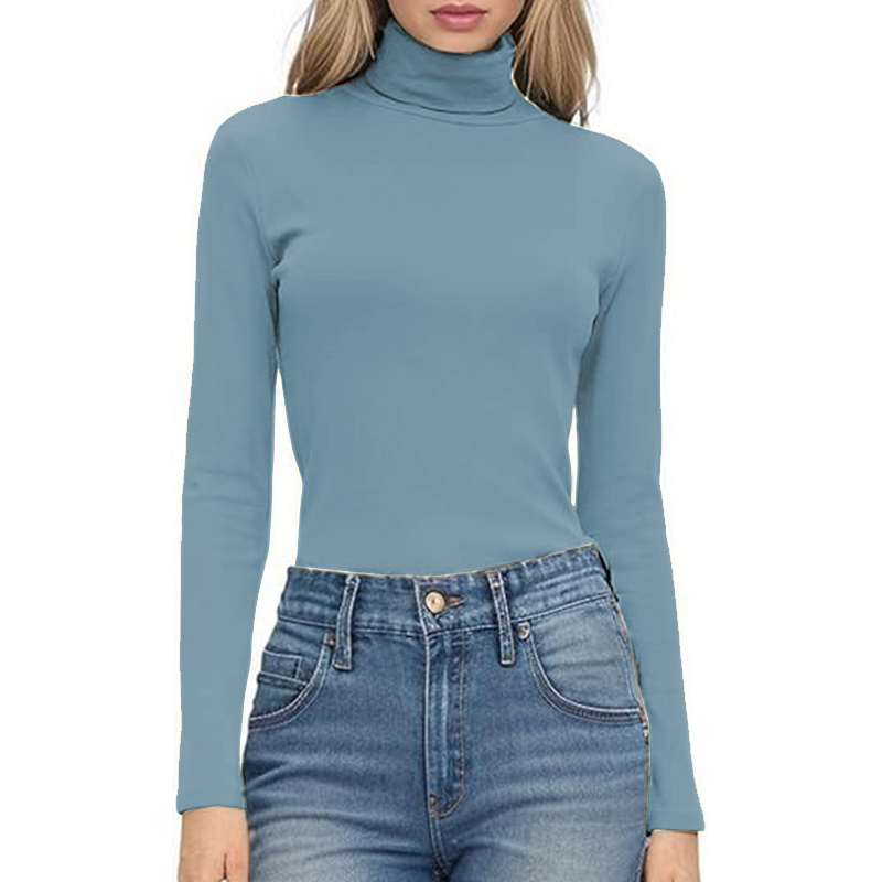 Women Long Sleeve Loose Fitted Crewneck Solid Color Basic Top