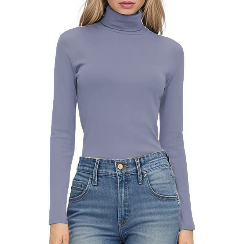 Women Long Sleeve Loose Fitted Crewneck Solid Color Basic Top