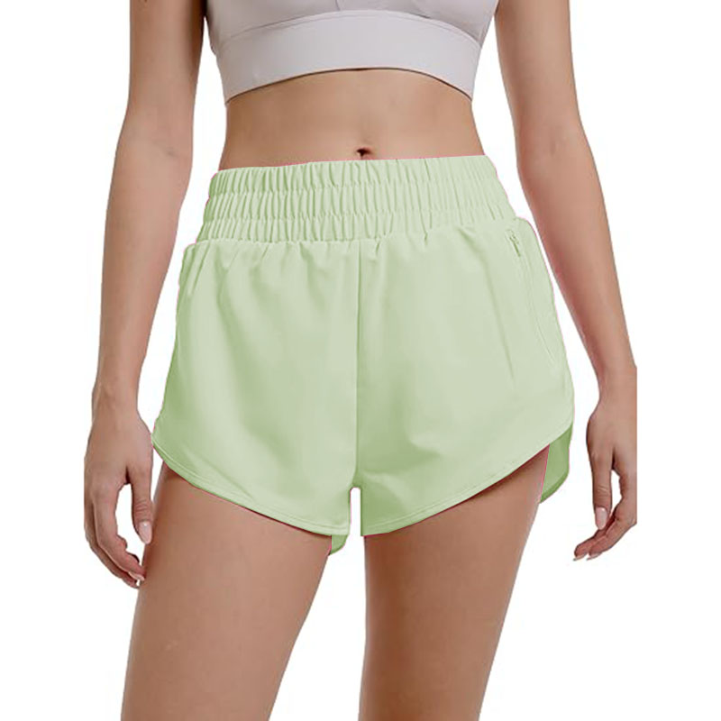 Womens Athletic Running with Zipper Pocket High Waisted Short