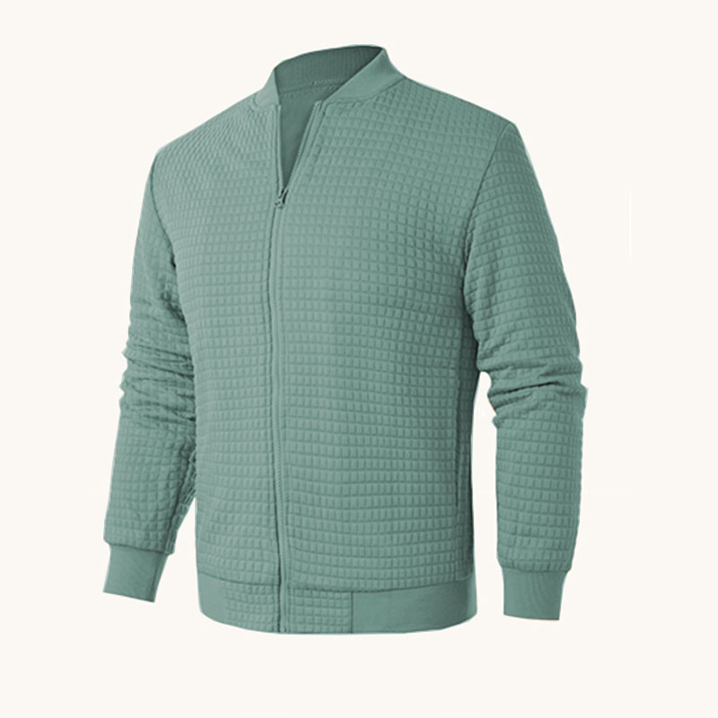 Casual Lightweight Varsity Jackets Waffle Full Zip Coat