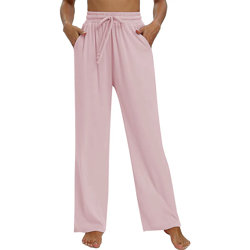 Women Wide Leg Yoga Pants Elastic Waist Lounge Pants with Pockets