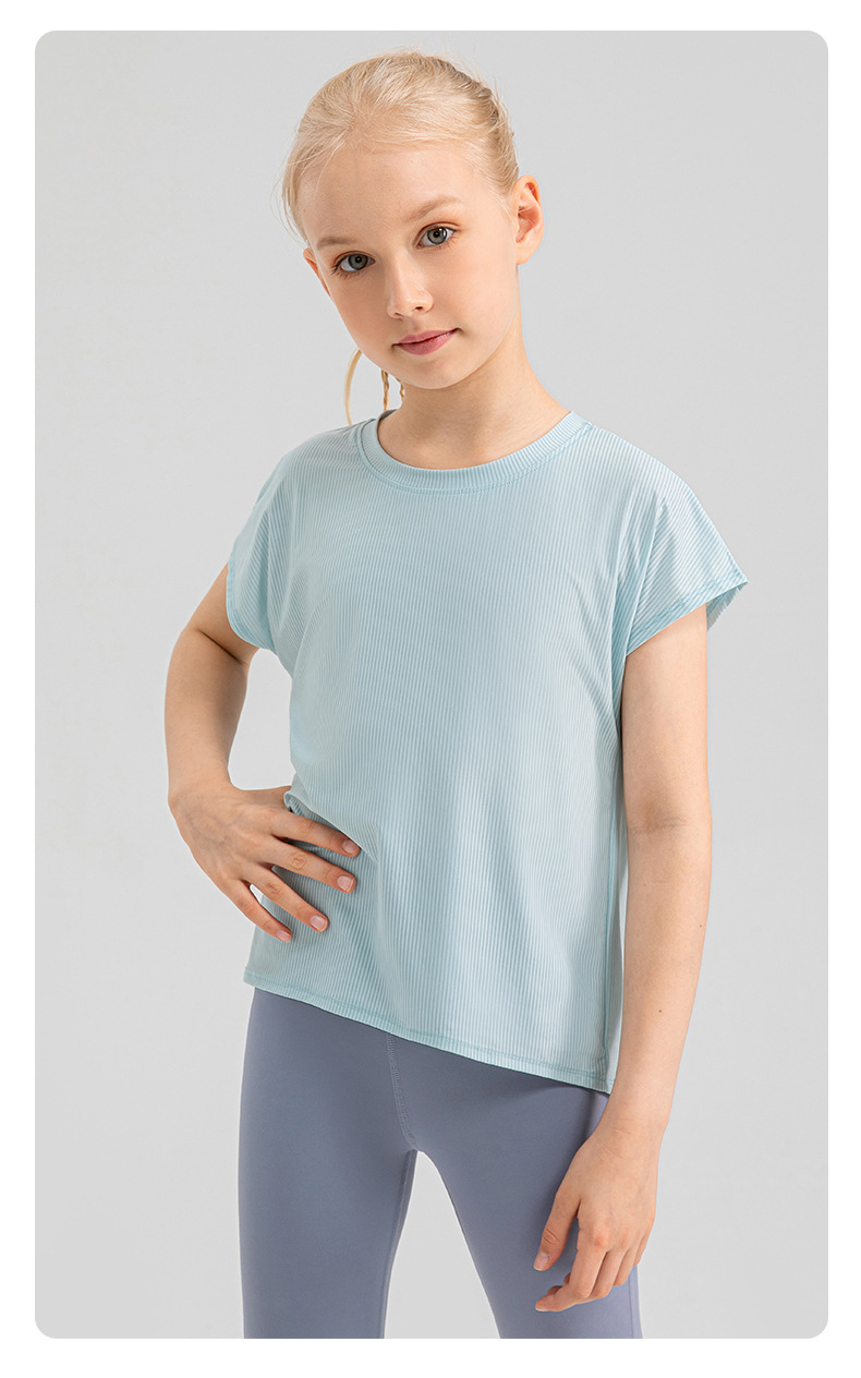 4 Colors Girls Kid Cute Shirt Quick Dry Breathable Stretch Short Sleeve Kids Clothing Children Yoga Sports Dance Tank Top Shirts