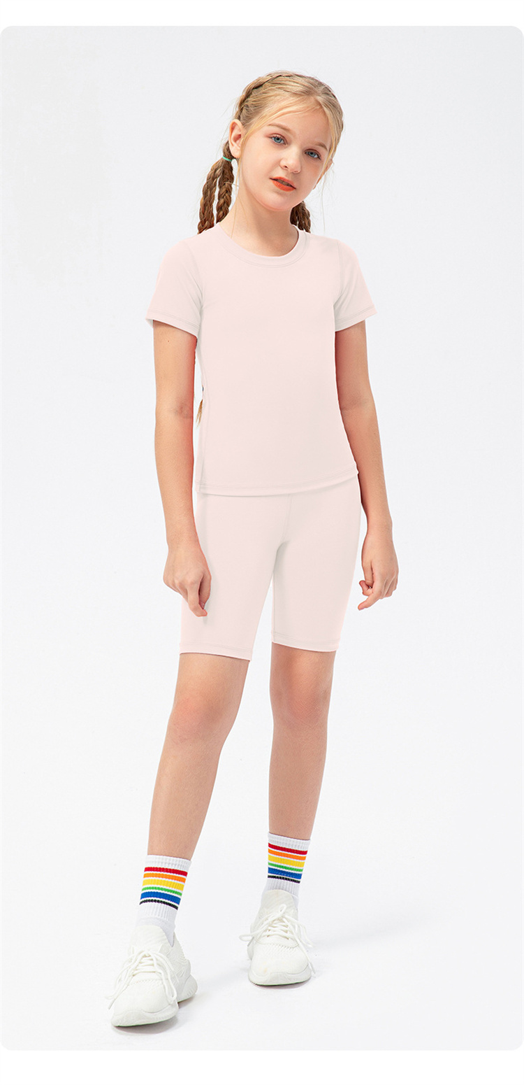 NWT Girls Kid Cute Quick Dry Breathable Stretch Short Sleeve Kids Clothing Children Yoga Sports Dance Tank Top Shirts