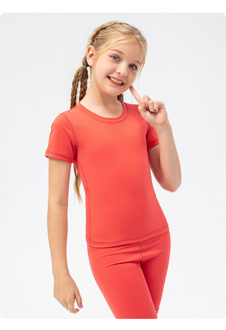 NWT Girls Kid Cute Quick Dry Breathable Stretch Short Sleeve Kids Clothing Children Yoga Sports Dance Tank Top Shirts