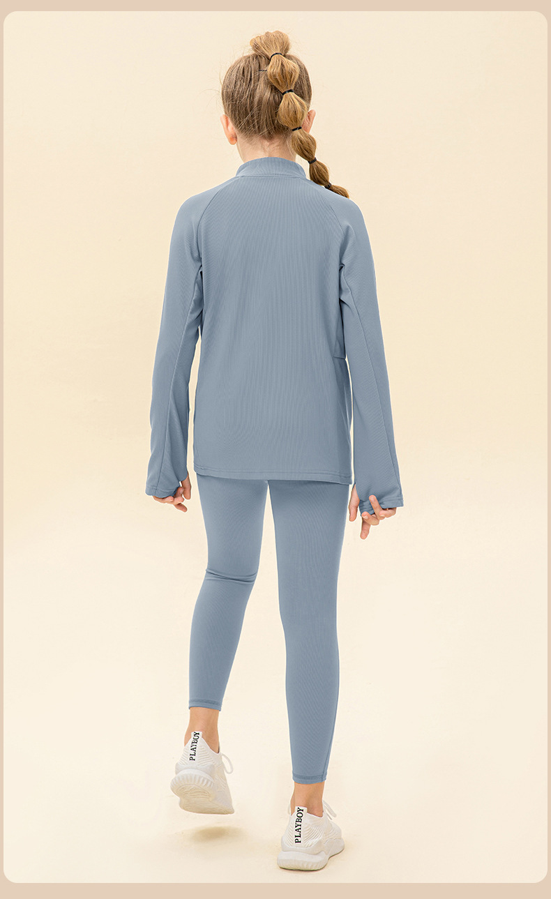 NWT 2 pcs Girls Kid Winter Fleece Jacket Breathable Stretch Top Thick & Dance Tight Kids Pant Children Yoga Sports Sets