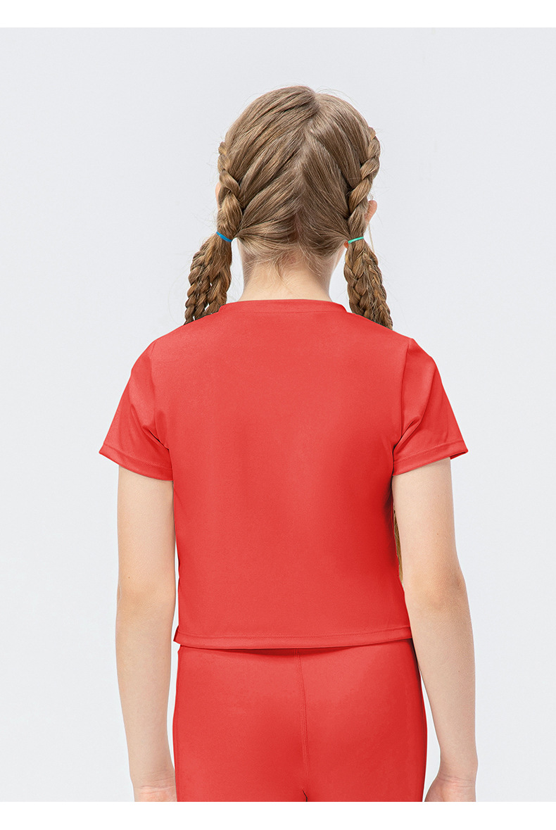 NWT Girls Kid Short Sleeve Shirt Cute Quick Dry Breathable Stretch Kids Children Yoga Sports Dance Tank Top Short Shirts