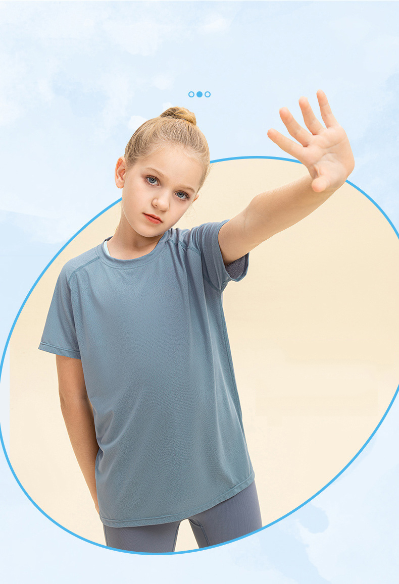 NWT Girls Kid Cute Shirt Quick Dry Breathable Stretch Short Sleeve Kids Clothing Children Yoga Sports Dance Tank Top Shirts