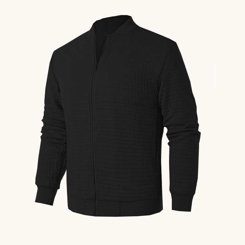 Casual Lightweight Varsity Jackets Waffle Full Zip Coat