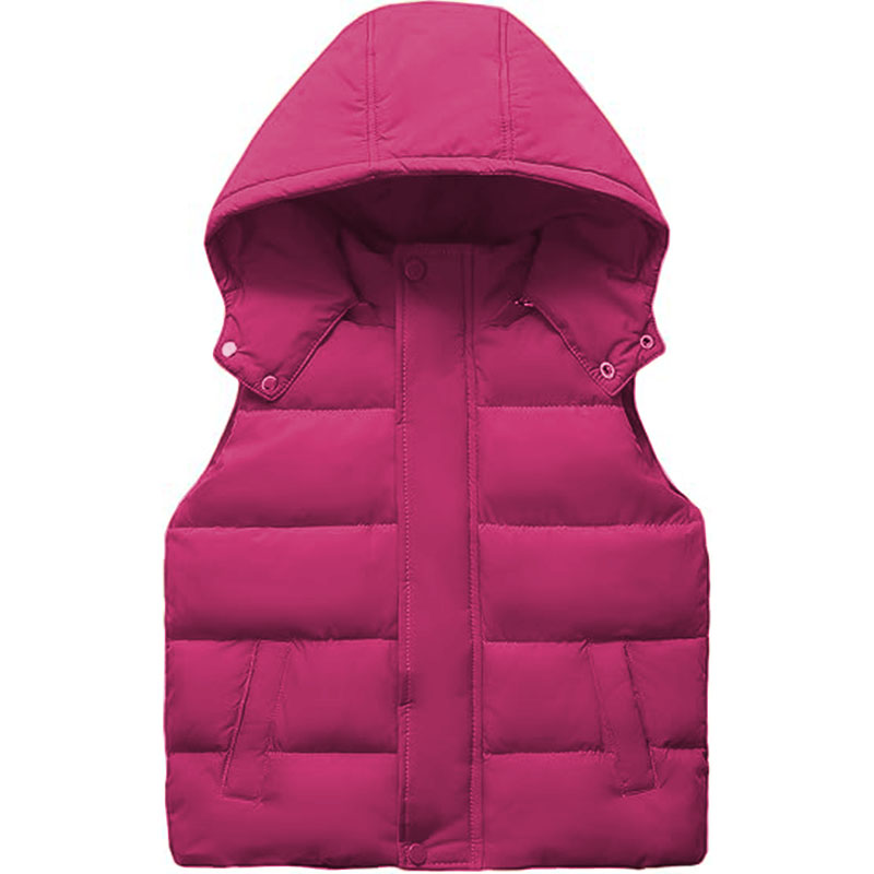 6 Color Womens Quilted Puffer Vest Hooded Winter Casual Stand Collar Gilet