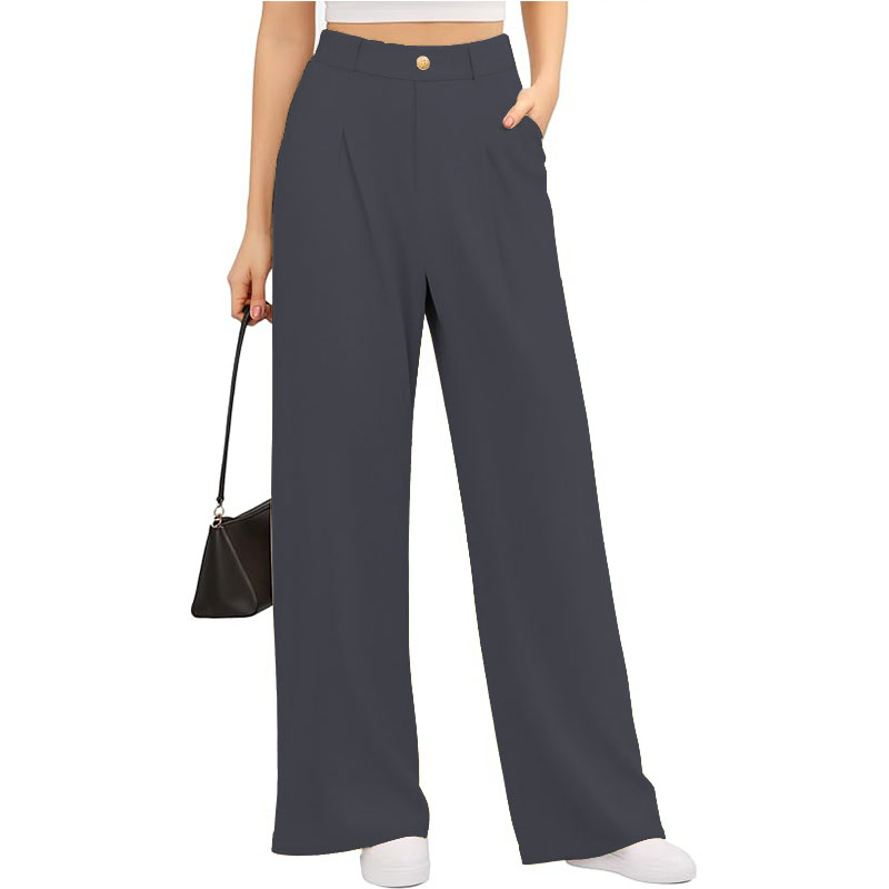 Womens Baggy Wide Leg Waisted Lounge Trousers with Pockets