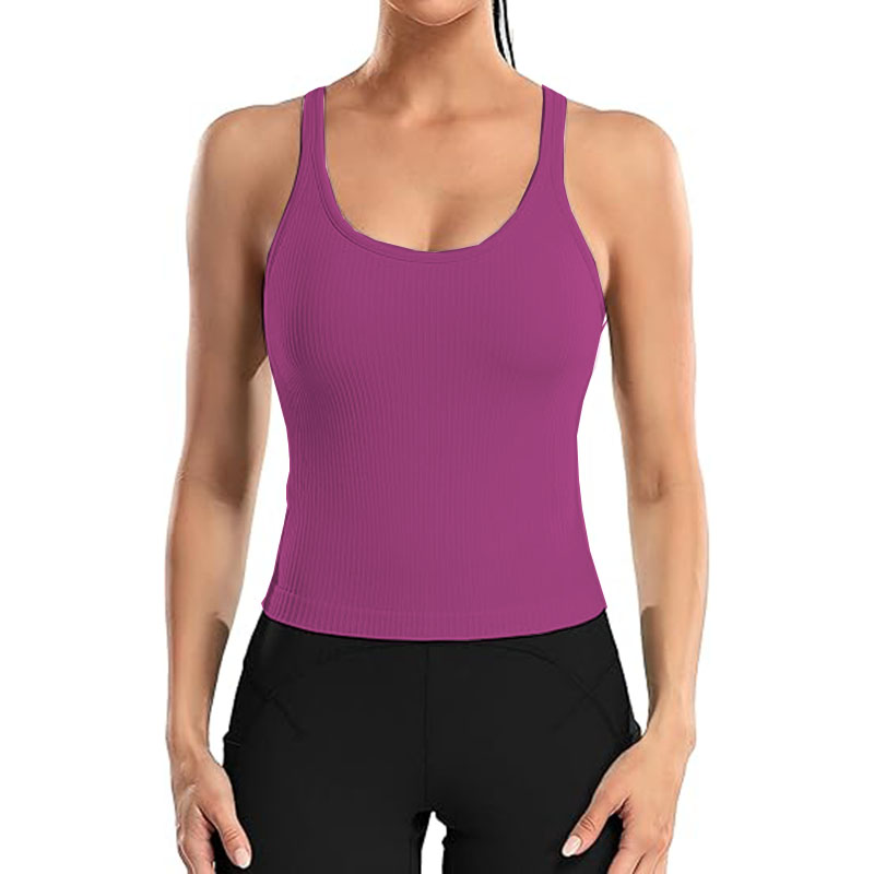 17 Color Women Sleeveless High Neck Rib-Knit Crop Tank Top